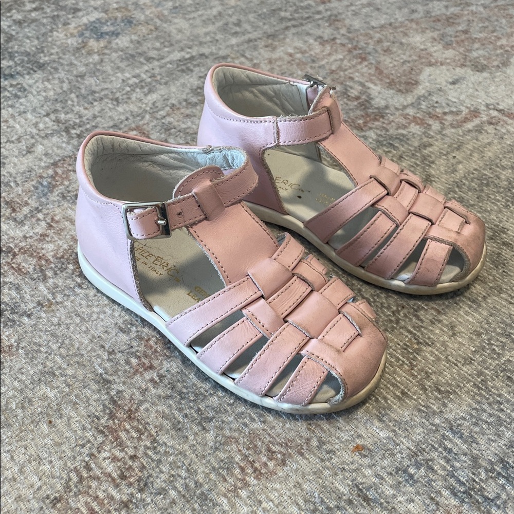 Pink Strappy Leather Sandals for Kids